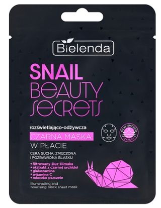 Bielenda Snail Beauty Secrets Rozświetlająco-odżywcza czarna maska w płacie