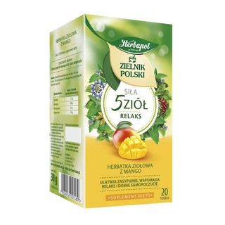 Herbapol Siła 5 Ziół Relaks Herbata ziołowa z mango 20 torebek