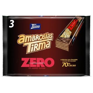 Barritas De Barquillo De Chocolate Zero Ambrosías Tirma Bolsa 65 G