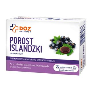 DOZ Product Porost Islandzki, pastylki do ssania, smak czarn