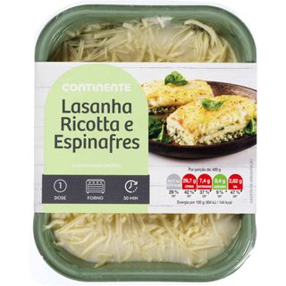 Lasanha de Ricotta e Espinafres Continente (emb. 400 gr)