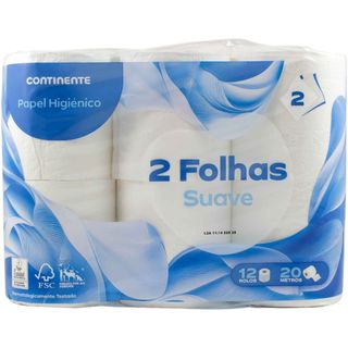 Papel Higiénico 2 Folhas Suave Continente (emb. 12 un)