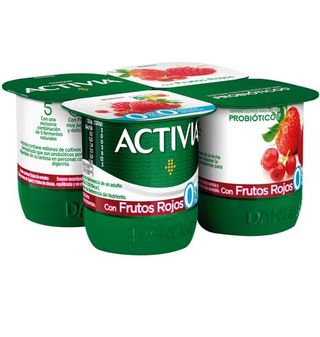 Activia Desnatado 0% De Danone Con Frutos Rojos 4 Uds.