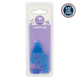 Carrefour Classic Candelina Numero 4 Azzurra Con Supporto -5647