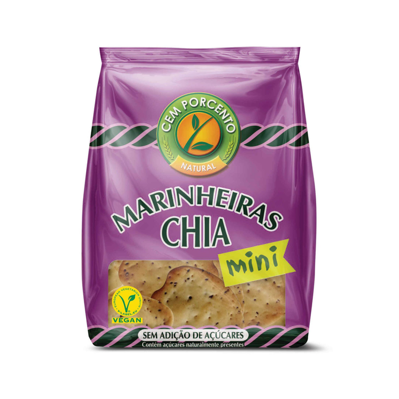 Cem Porcento Bolachas Marinheiras Mini Chia 50g