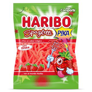Golosinas Spaguetti Sabor Fresa Pika Haribo Bolsa 150 G