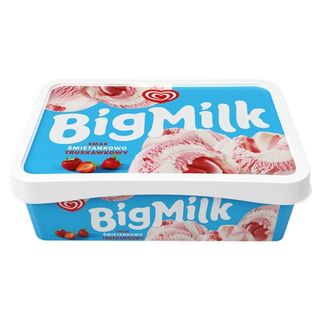 Big Milk Lody Śmietankowo-Truskawkowe, 900 ml