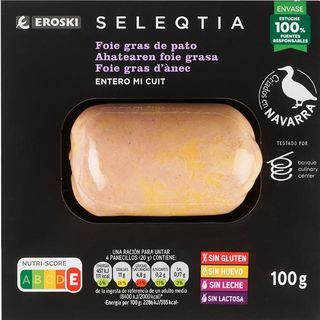 Foie Gras Entero De Pato Eroski Seleqtia, Blister 100 G (12736567)