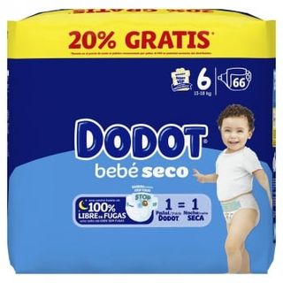 Pañales Dodot Bebé Seco T6 (13-18 Kg) 66 Ud.