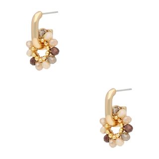 By Dziubeka Kolczyki okrągłe małe z beżowymi kryształkami