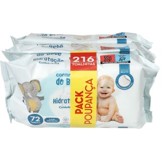Toalhitas Bebé Hidratação Continente do Bebé (emb. 216 un (3 x 72 un))