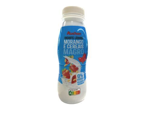 IOGURTE AUCHAN LÍQUIDO MAGRO MORANGO E CEREAIS 170G