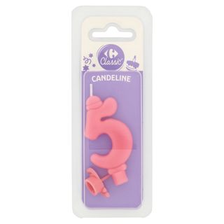 Carrefour Classic Candelina Numero 5 Rosa con supporto