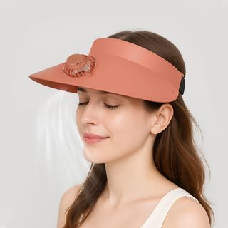 Visiera regolabile con ventilatore - rosa salmone