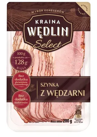 Kraina Wędlin Select Szynka z wędzarni plastry 200 g