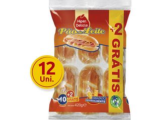 PÃO HIPER DELICIA DE LEITE 10+2UN OFERTA 420G