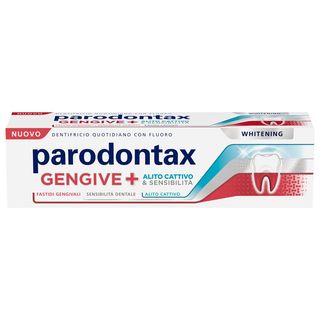 Parodontax Gengive + Whitening, Dentifricio Quotidiano per Alito Cattivo & Sensibilità Dentale 75 ml