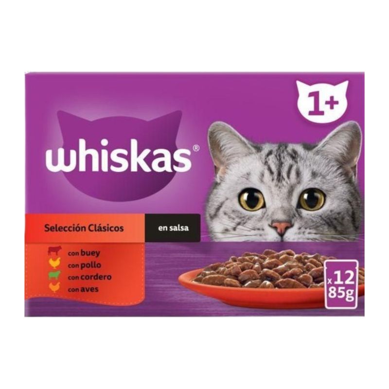 COMIDA HÚMIDA GATO WHISKAS CARNE 4X85G