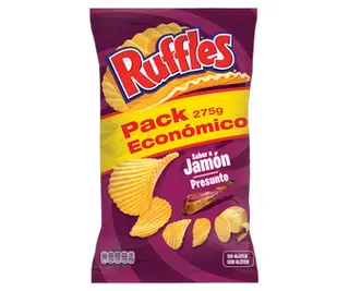 Patatas Fritas Onduladas con Sabor A Jamón Ruffles de 295 G.