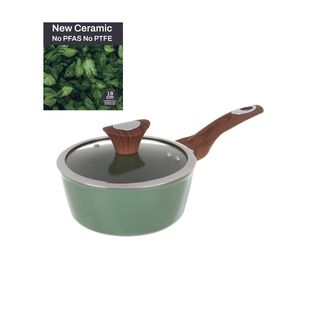 Casseruola un manico 18 cm con coperchio verde - New Ceramic