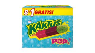 Kaktus - Lody wodne o smaku malinowym i jagodowym z polewą o smaku gumy balonowej - 9 x 45 ml