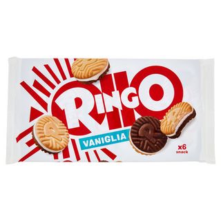 Ringo Vaniglia Biscotti Farciti con Crema Vaniglia Snack Merenda 6 porzioni, 330g - 8013355501513