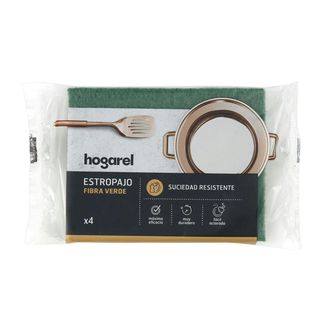 Estropajo Fibra Verde Hogarel 4 Uds (293547)