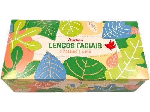 LENÇOS FACIAIS AUCHAN SUAVES 2 FOLHAS 150UN