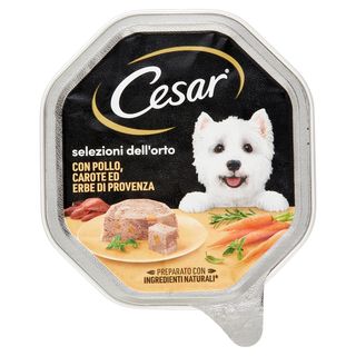 Cesar Selezioni Dell'Orto Cibo Umido Cane In Vaschetta Con Pollo, Carote Ed Erbe Di Provenza 150 G