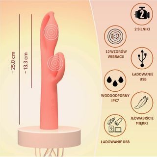 królik alicji – bajeczny elastyczny wibrator z królikiem do łechtaczki, 25 cm i wkładane 13,3 cm, silikon, ipx7
