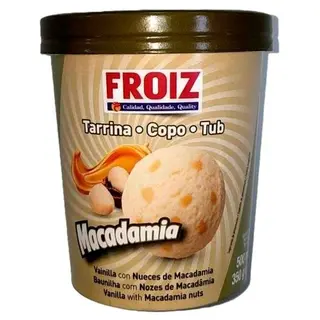 Helado Froiz Sabor Vainilla Con Nuez Macadamia Tarrina 350 G