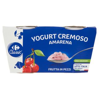 Carrefour Classic Yogurt Cremoso Amarena Frutta in Pezzi 2 x 125 g