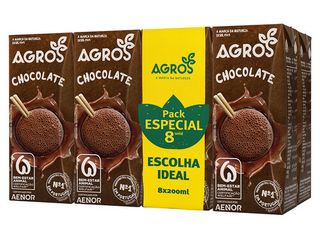 LEITE AGROS COM CHOCOLATE 8X200ML