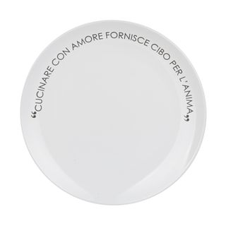 Piatto piano bianco con scritta - 27 cm in stoneware