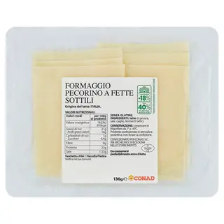 CONAD Formaggio Pecorino a Fette Sottili 130 g - 8003170064119