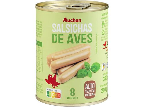 SALSICHAS AVES AUCHAN LATA 8 UN 350(200)G