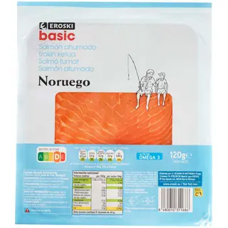 Salmón Ahumado Eroski Basic, Sobre 120 Gr.