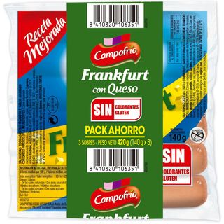 Salchichas Frankfurt de queso CAMPOFRÍO, sobre 420 g (16198103)
