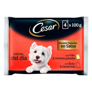 Cesar Carnes Mixtas Salsa En Bolsita Para Perros - Multipack 0.4Kg