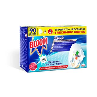 Insecticida Bloom antimosquitos eléctrico 90 noches aparato+ 2 recambio 1UD (8436032711065)
