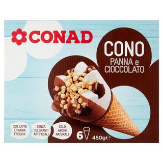 CONAD Cono Panna e Cioccolato 6 coni 450 g - 8003170022522