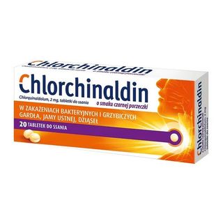 Chlorchinaldin o smaku czarnej porzeczki 2 mg 20 tabletek