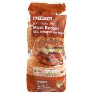 Maxi Pan Burguer 43% Integral Eroski, 4 Uds, Paquete 330 G (24880551)