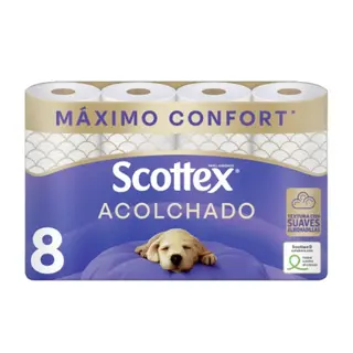 Scottex Papel Higiénico Acolchado con 3 Capas 8u