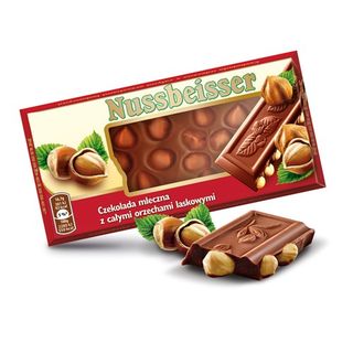 Nussbeisser Czekolada mleczna z całymi orzechami, 100 g