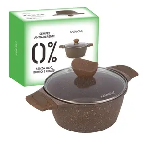 Casseruola 24 cm - antiaderente 0 grassi con coperchio