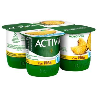 Bífidus Desnatado con Trocitos de Piña Danone 4 X 120 G.