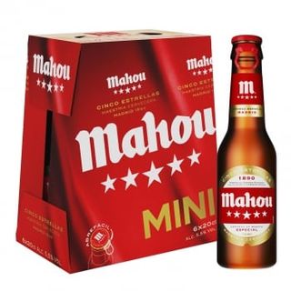Cerveza Mahou Cinco Estrellas Pack 6 Botellas De 20 Cl.