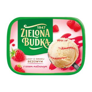 Zielona Budka Lody o smaku bezowym z sosem malinowym, 1 L