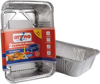 OTTIMO VASCHETTA IN ALLUMINIO CON COPERCHIO 5 PORZIONE 2PZ   CAD2014